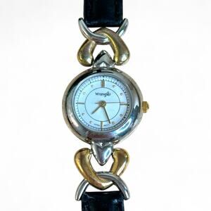 Vintage Womens Wrangler Quartz Watch Mixed Metal Silver and Gold Tone Hearts